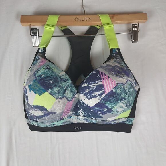 Victoria’s Secret VSX Sport Bra 34DD Multicolor Neon Straps - Picture 1 of 9